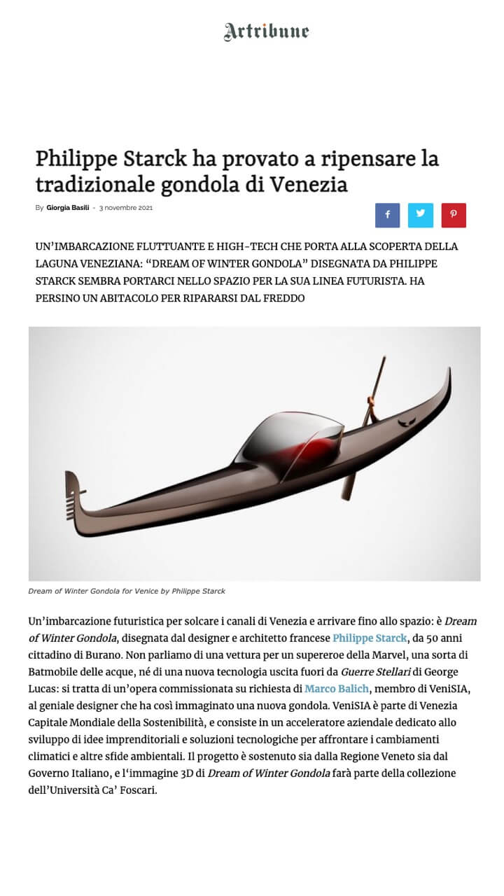 Philippe Starck a tenté de repenser la traditionnelle gondole de Venise