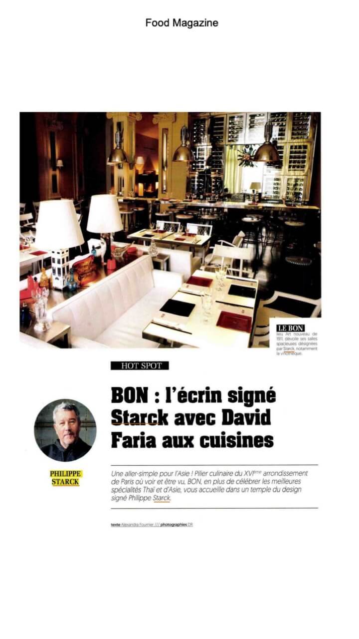 BON : l'écrin signé Starck avec David Faria aux cuisines 