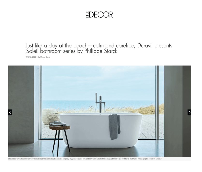 Tout comme une journée à la plage, calme et insouciante, Duravit présente la série de salles de bains Soleil de Philippe Starck.