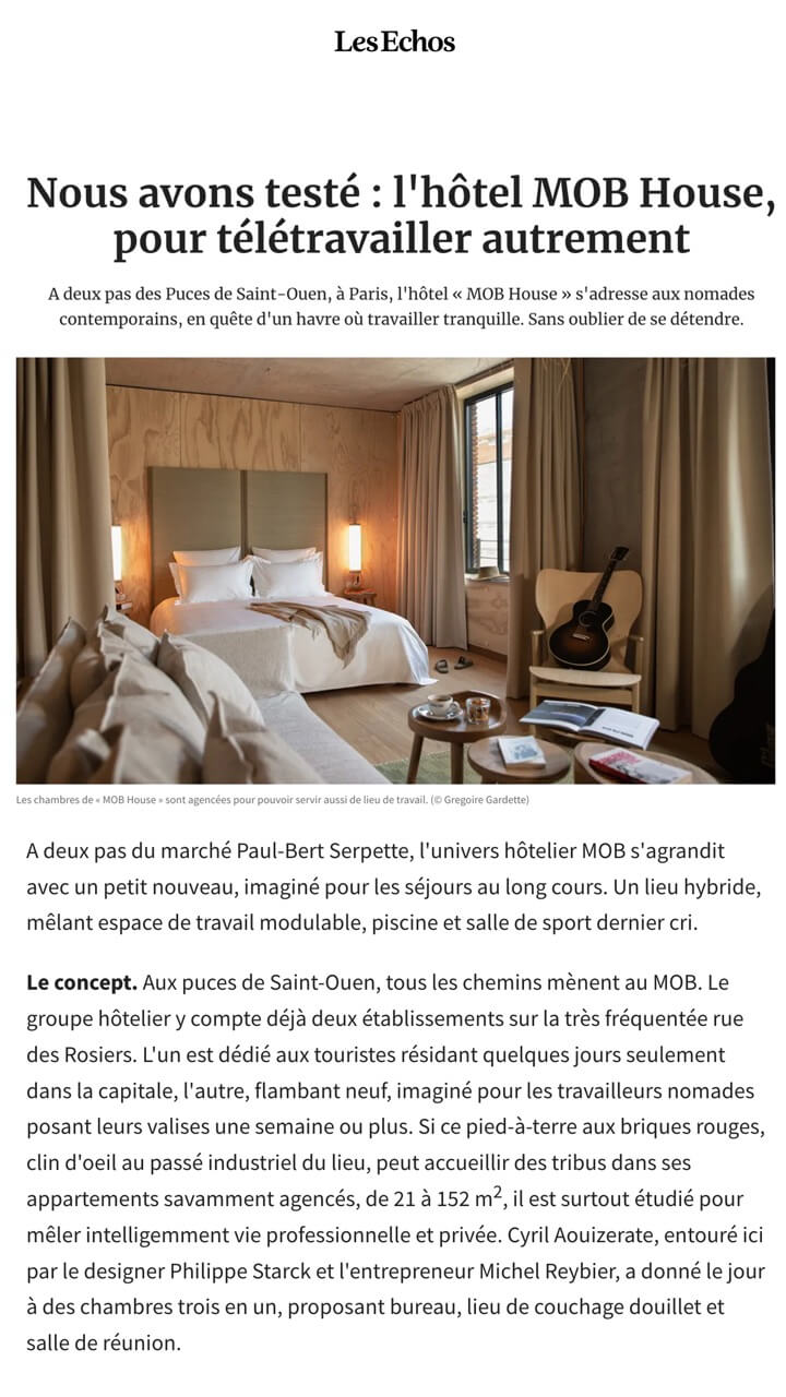 Nous avons testé : l'hôtel MOB House, pour télétravailler autrement