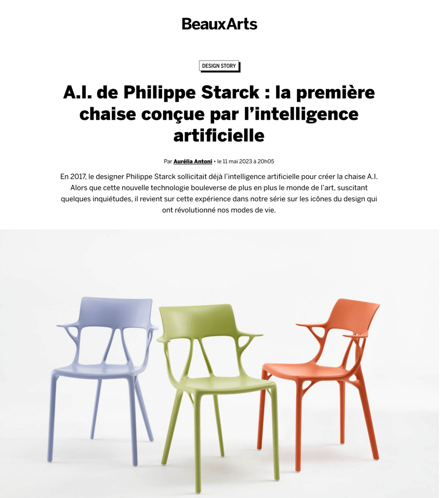 A.I. de Philippe Starck : la première chaise conçue par l’intelligence artificielle