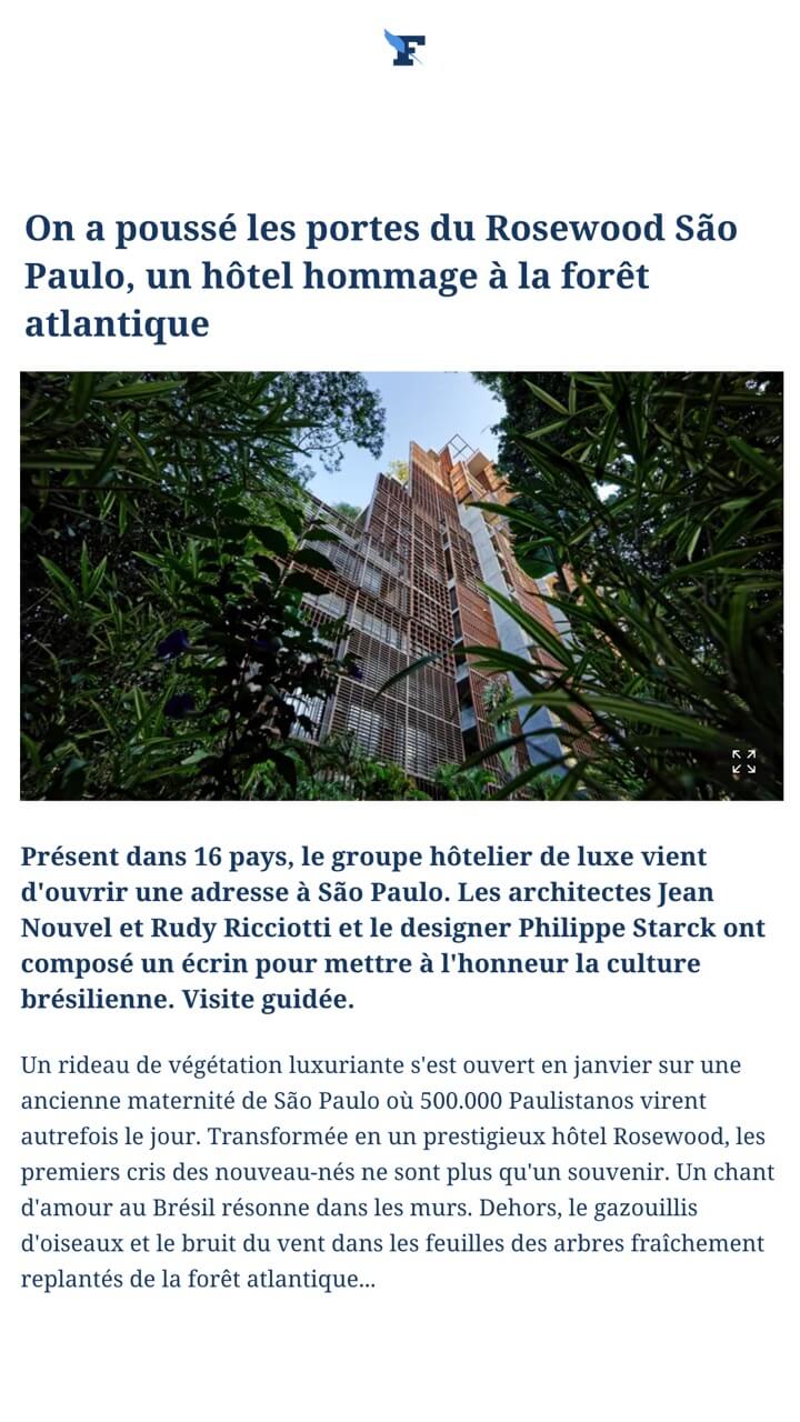 On a poussé les portes du Rosewood São Paulo, un hôtel hommage à la forêt atlantique