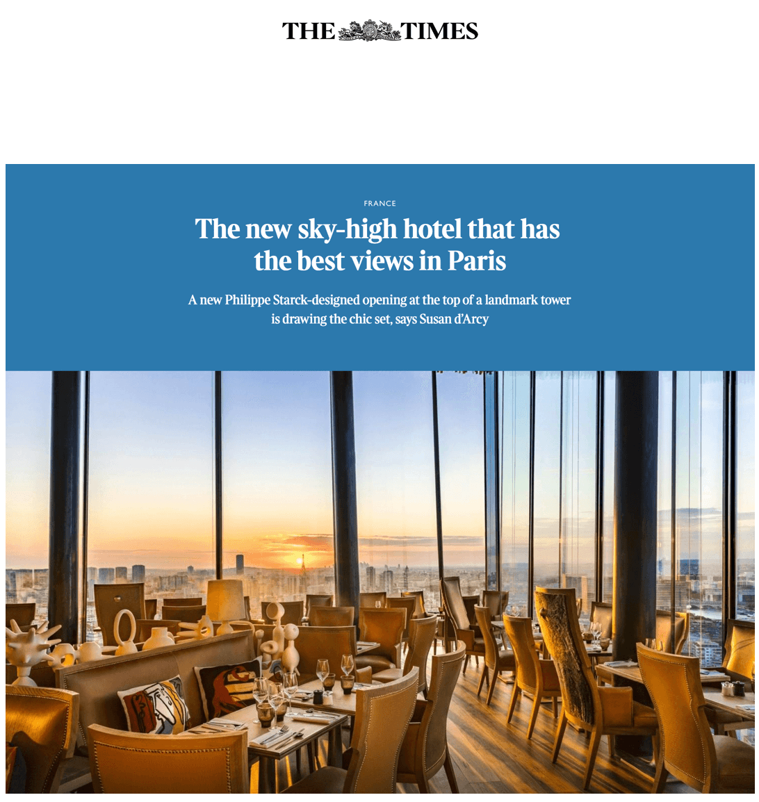 Le nouvel hôtel en hauteur qui offre les meilleures vues de Paris