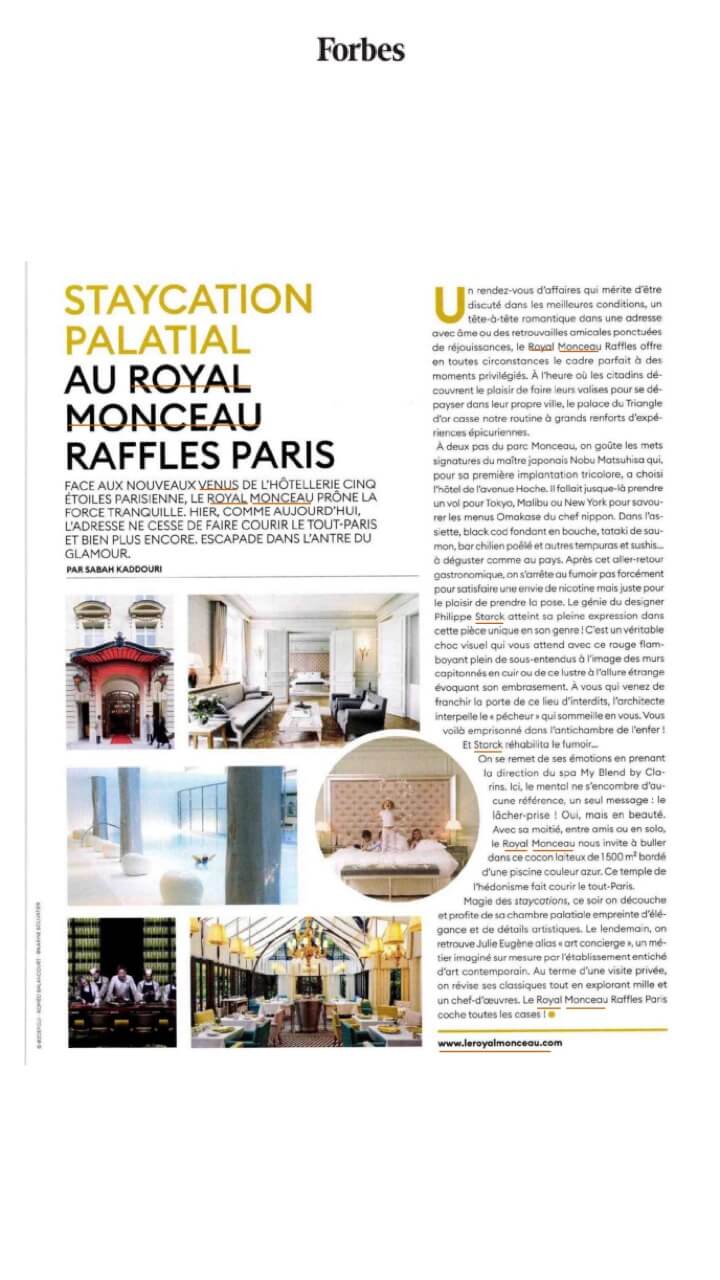 Staycation palatial au Royal Monceau Raffles Paris 