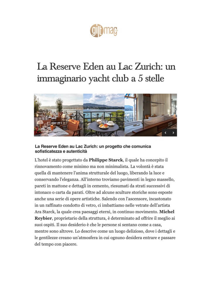 Gilt Mag - La Réserve Eden au Lac Zurich