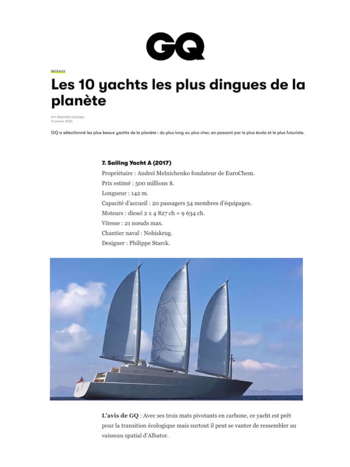 GQ - Sailing Yacht A, Venus, Motor Yacht A