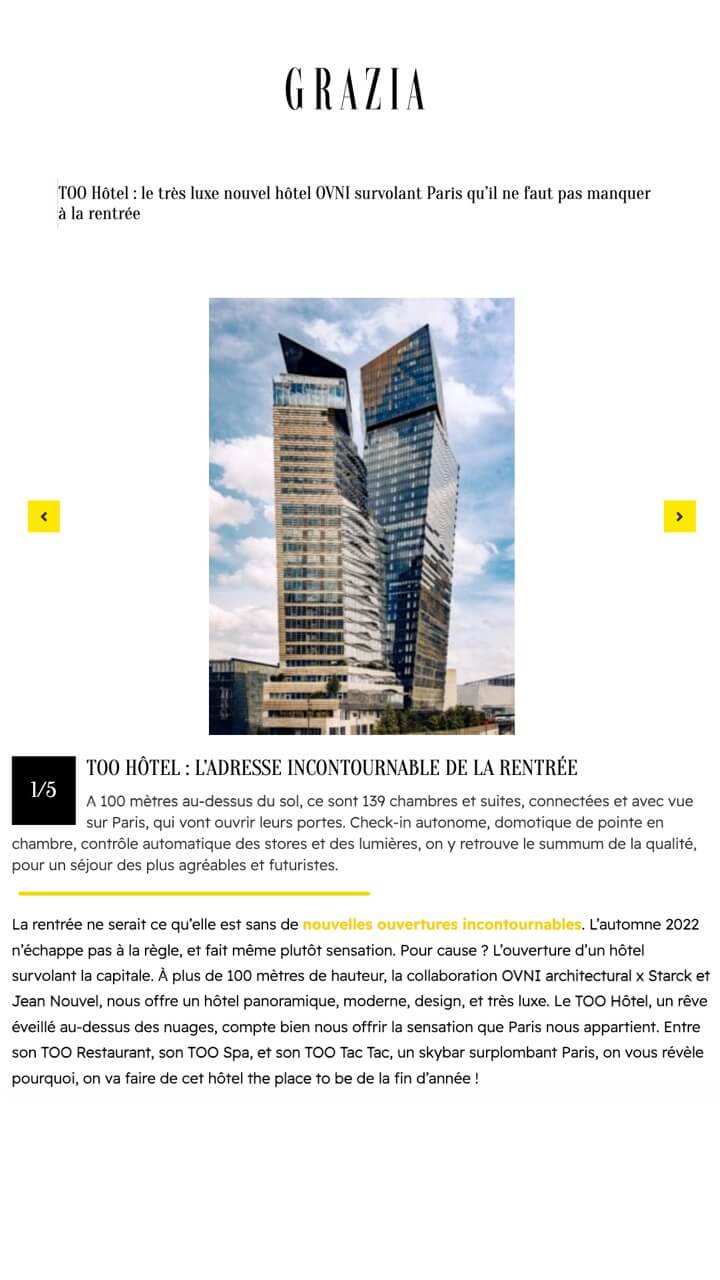 TOO Hôtel : le très luxe nouvel hôtel OVNI survolant Paris qu'il ne faut pas manquer à la rentrée 
