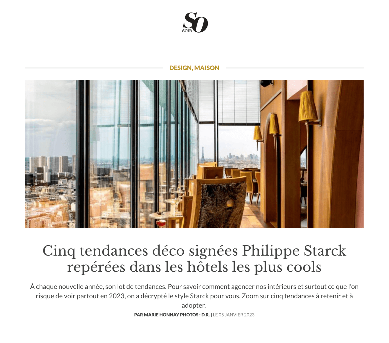 Cinq tendances déco signées Philippe Starck repérées dans les hôtels les plus cools