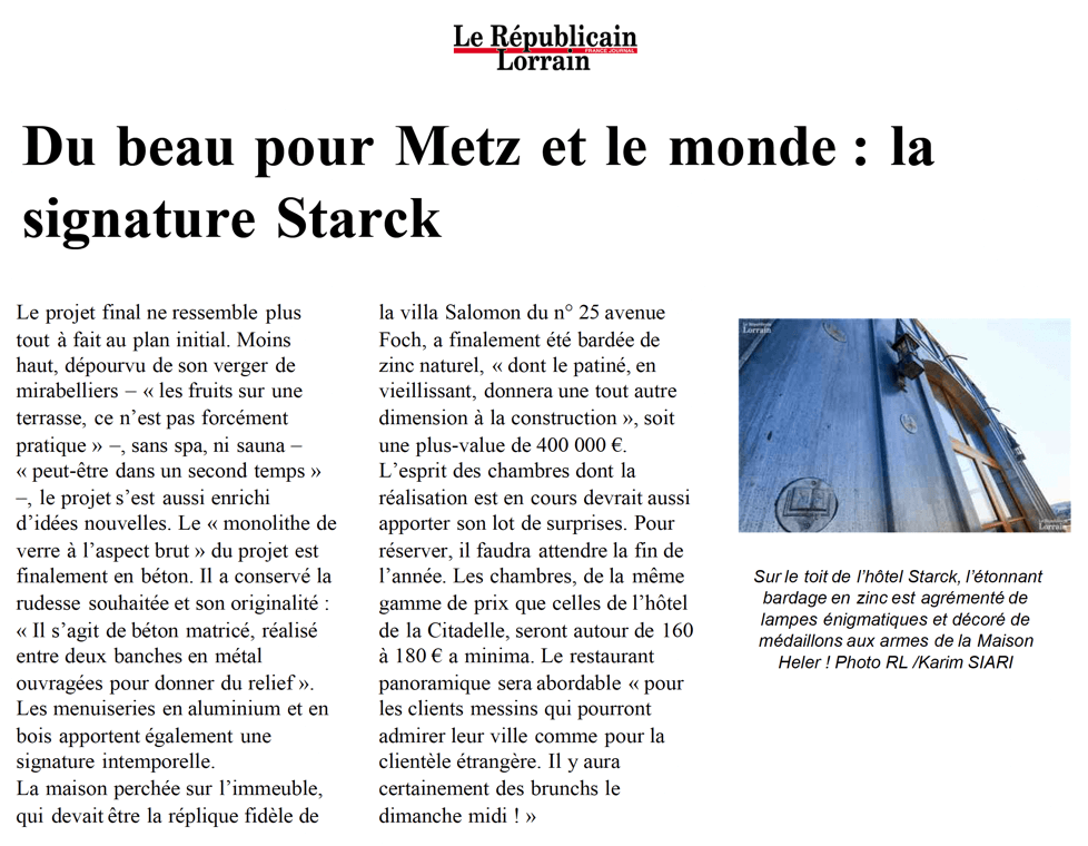 Du beau pour Metz et le monde : la signature Starck