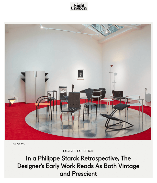 Dans une rétrospective Philippe Starck, les premiers travaux du designer sont à la fois vintage et prémonitoires.