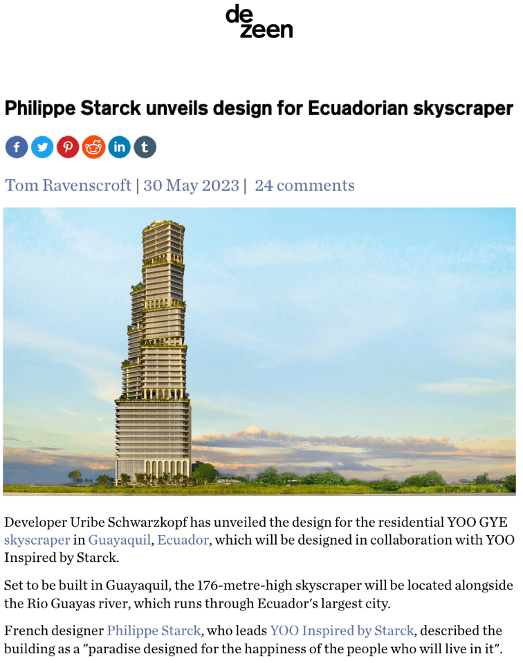 Philippe Starck dévoile le projet d'un gratte-ciel équatorien