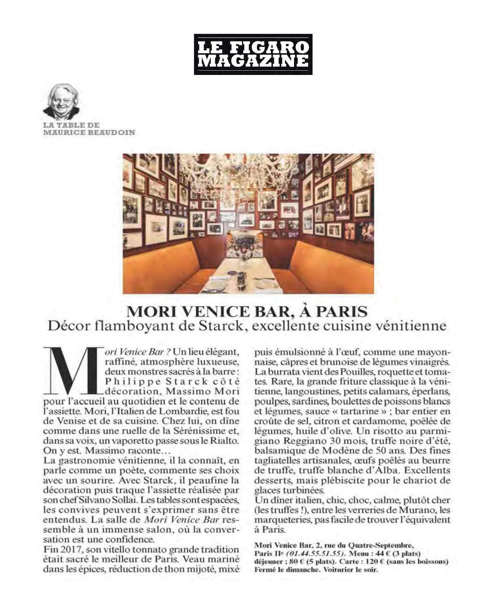 LE FIGARO MAGAZINE - Mori Venice Bar