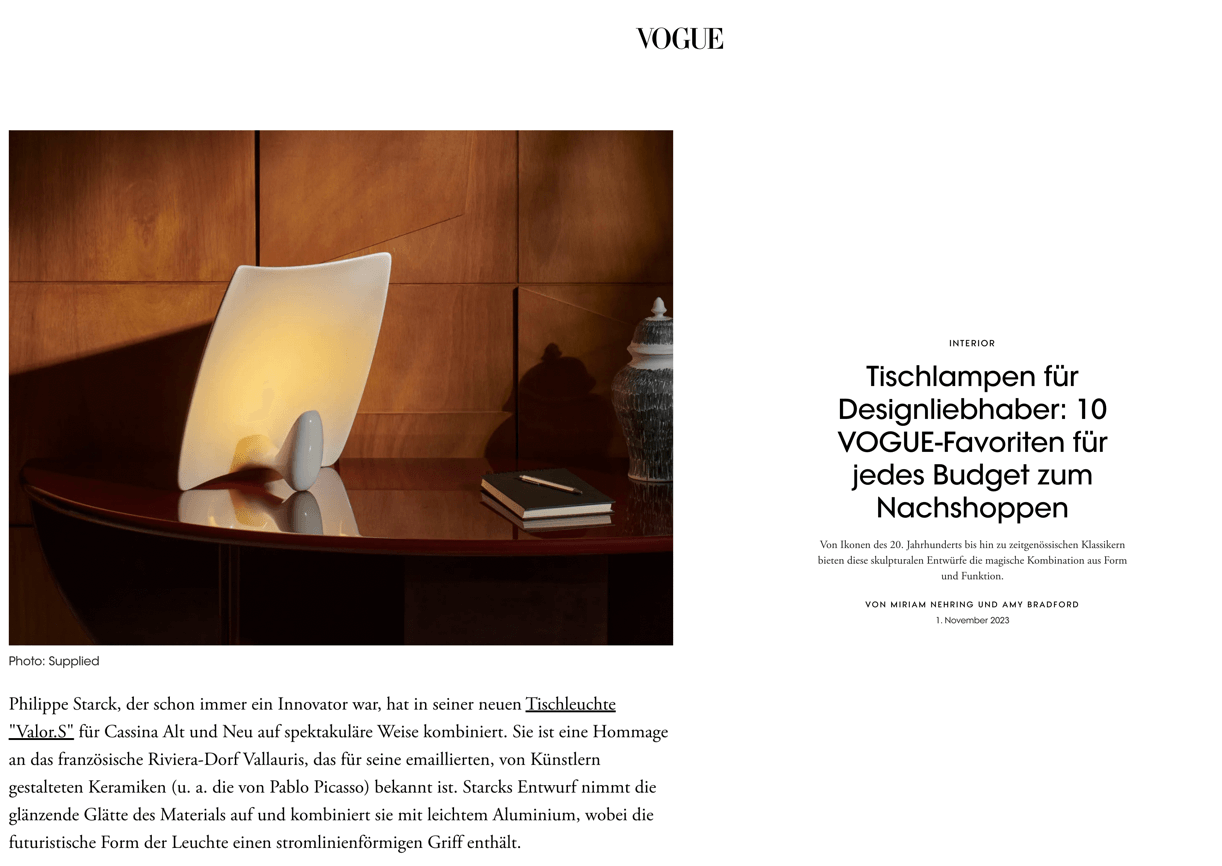 Lampes de table pour les amateurs de design : 10 favoris VOGUE 