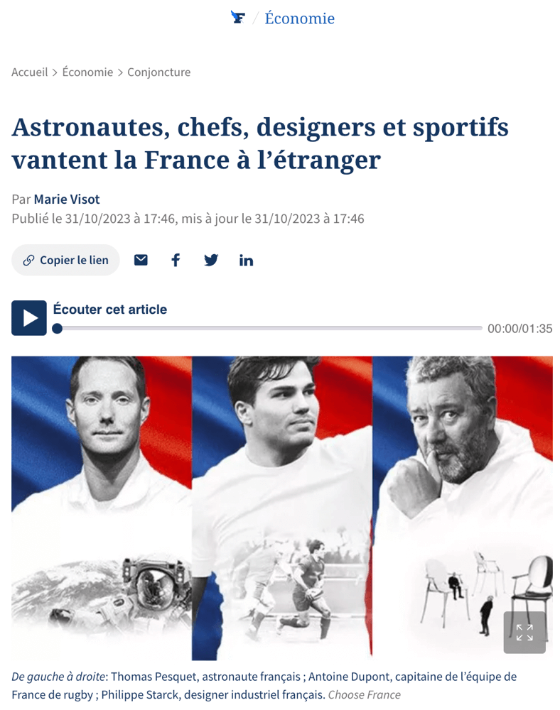 Astronautes, chefs, designers et sportifs vantent la France à l’étranger