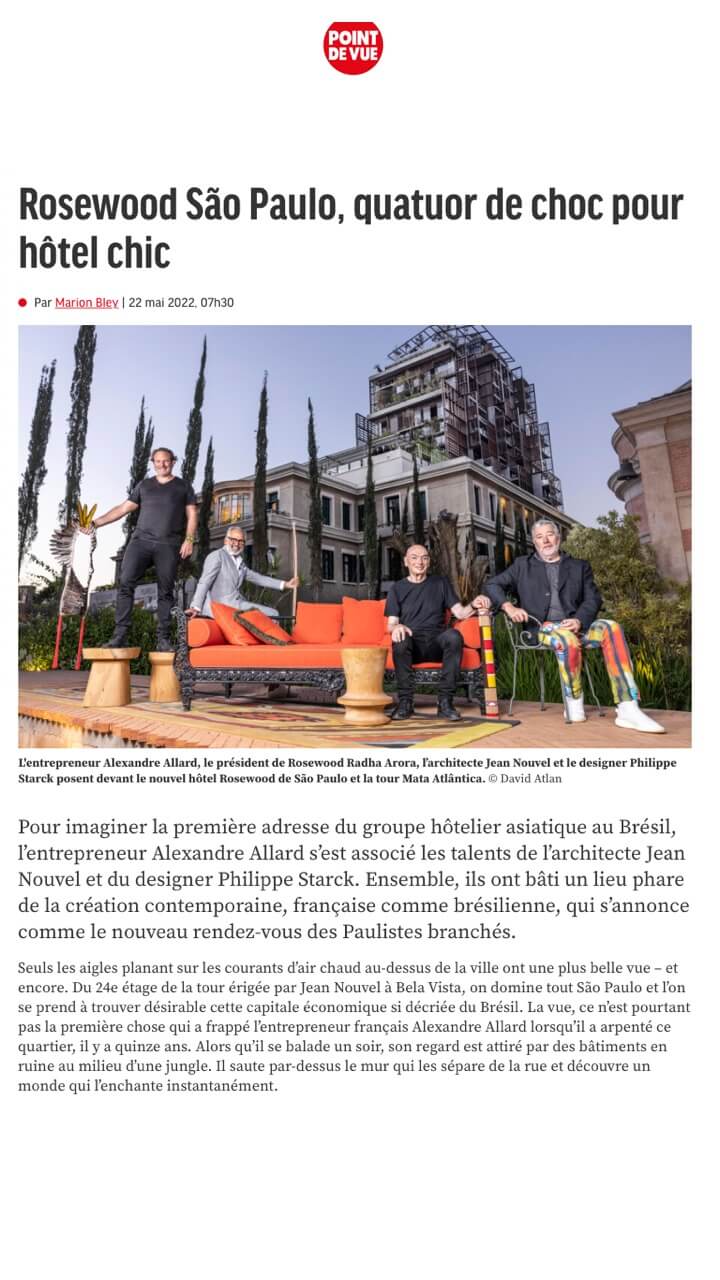 Rosewood São Paulo, quatuor de choc pour hôtel chic