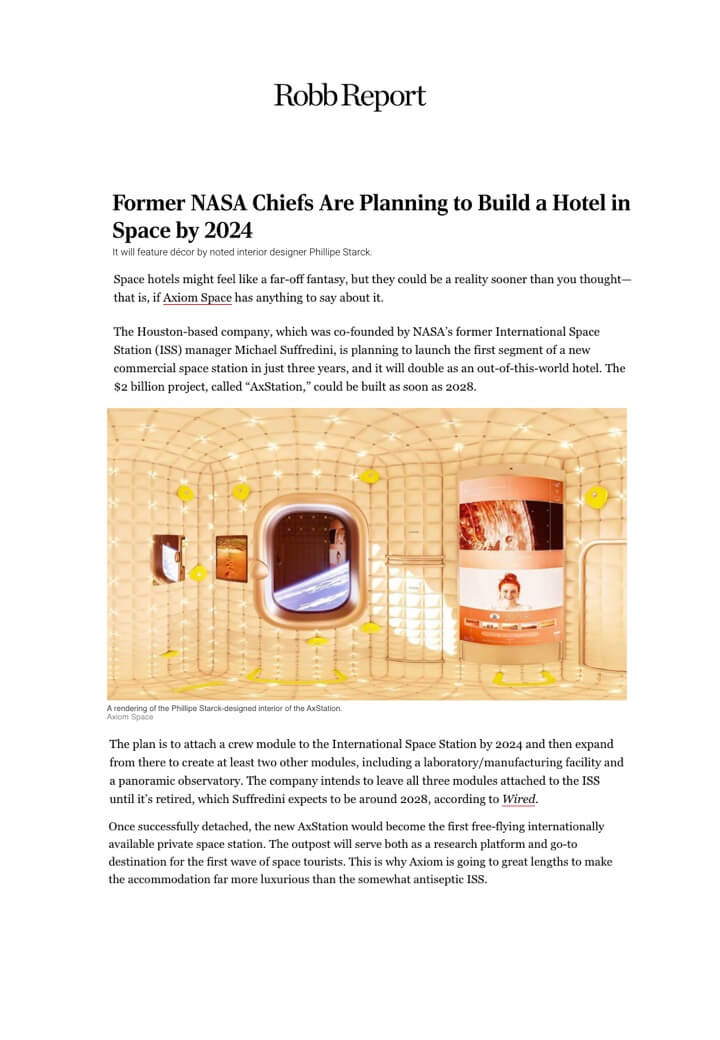 ROBB REPORT - AXIOM