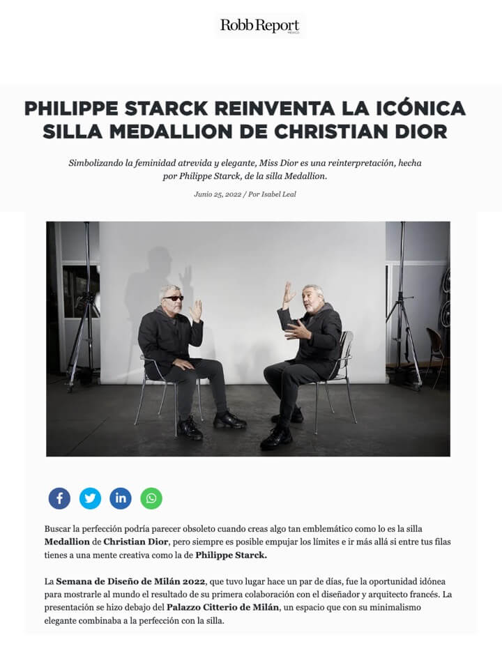 PHILIPPE STARCK RÉINVENTE LA CHAISE MÉDAILLON ICONIQUE DE CHRISTIAN DIOR