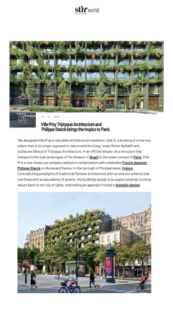 LA Villa M de Triptyque Architecture et Philippe Starck amène les tropiques à Paris