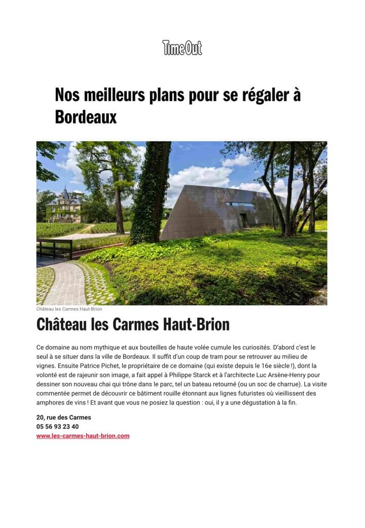 TIME OUT - CHAI DES CARMES HAUT-BRION