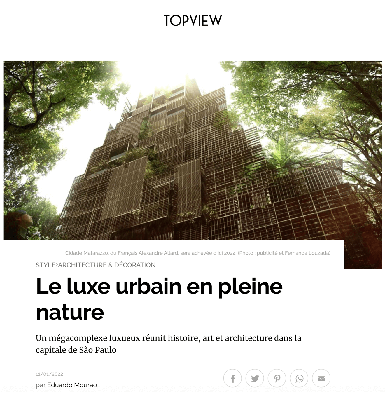 Le luxe urbain en pleine nature