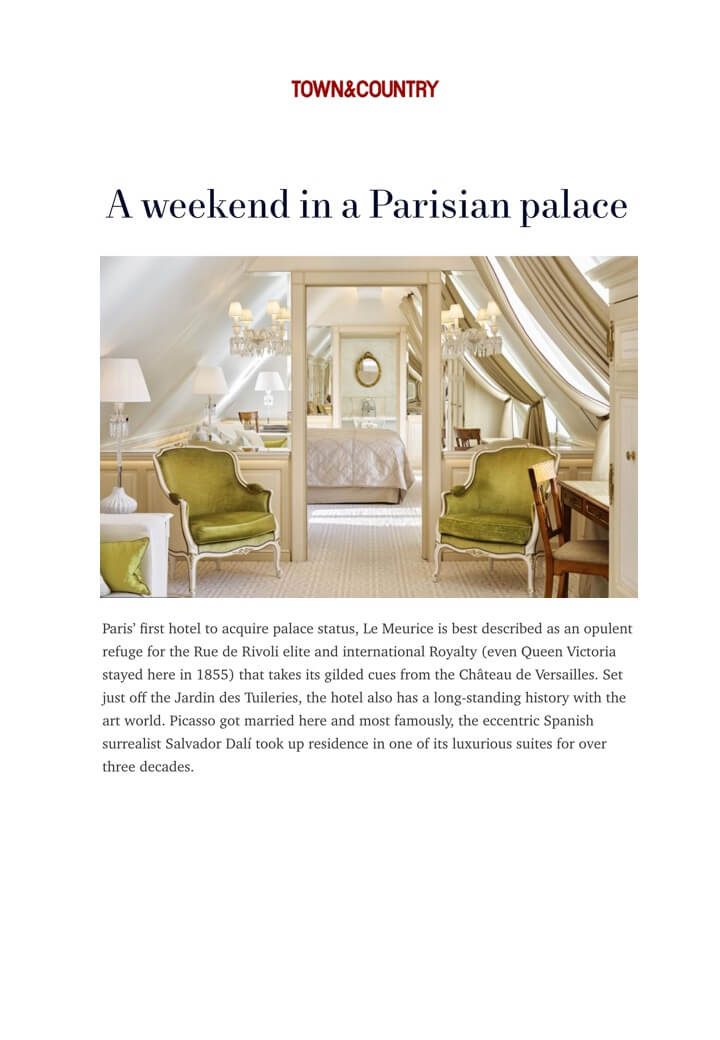 TOWN & COUNTRY - Le Meurice