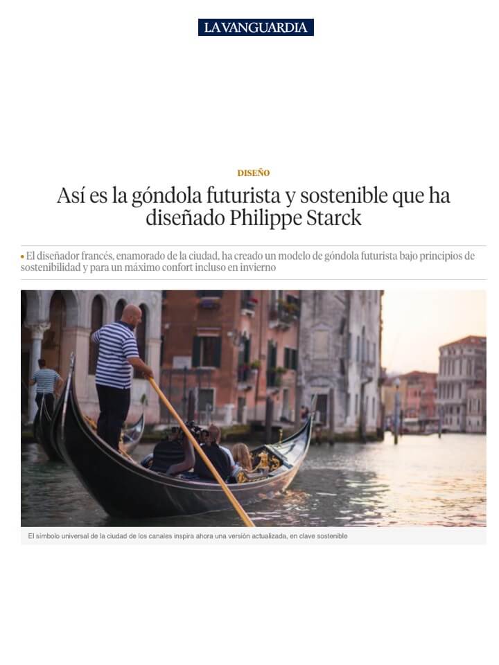 Il s'agit de la gondole futuriste et durable conçue par Philippe Starck.