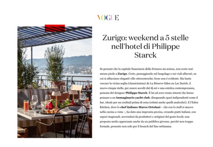 VOGUE - LA RÉSERVE EDEN AU LAC ZURICH