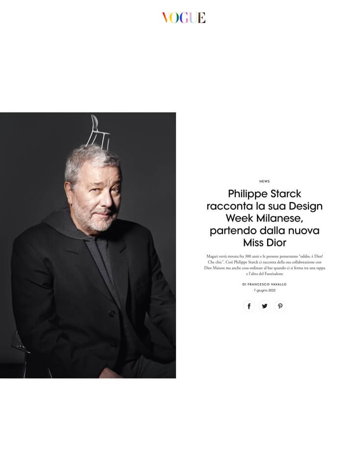 Philippe Starck raconte sa semaine du design à Milan, en commençant par la nouvelle Miss Dior