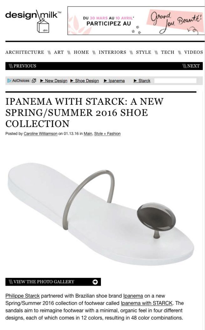 Ipanema with Starck : a new spring / summer 2016 shoe collection